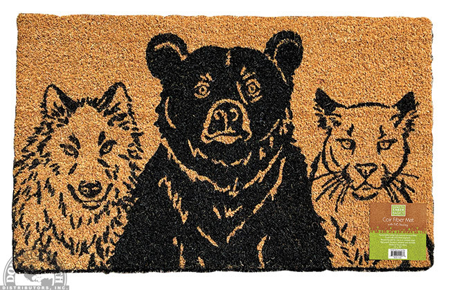Coir Garden Mat - Trio Wolf Bear Mountain Lion