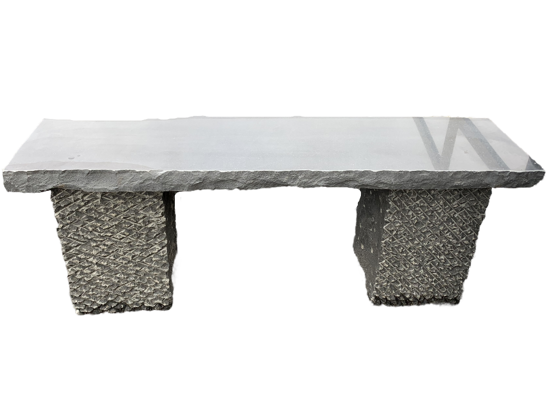 NATURAL BASALT BENCH WITH SPECIAL CARVING (LIMITED AVAILABILITY)