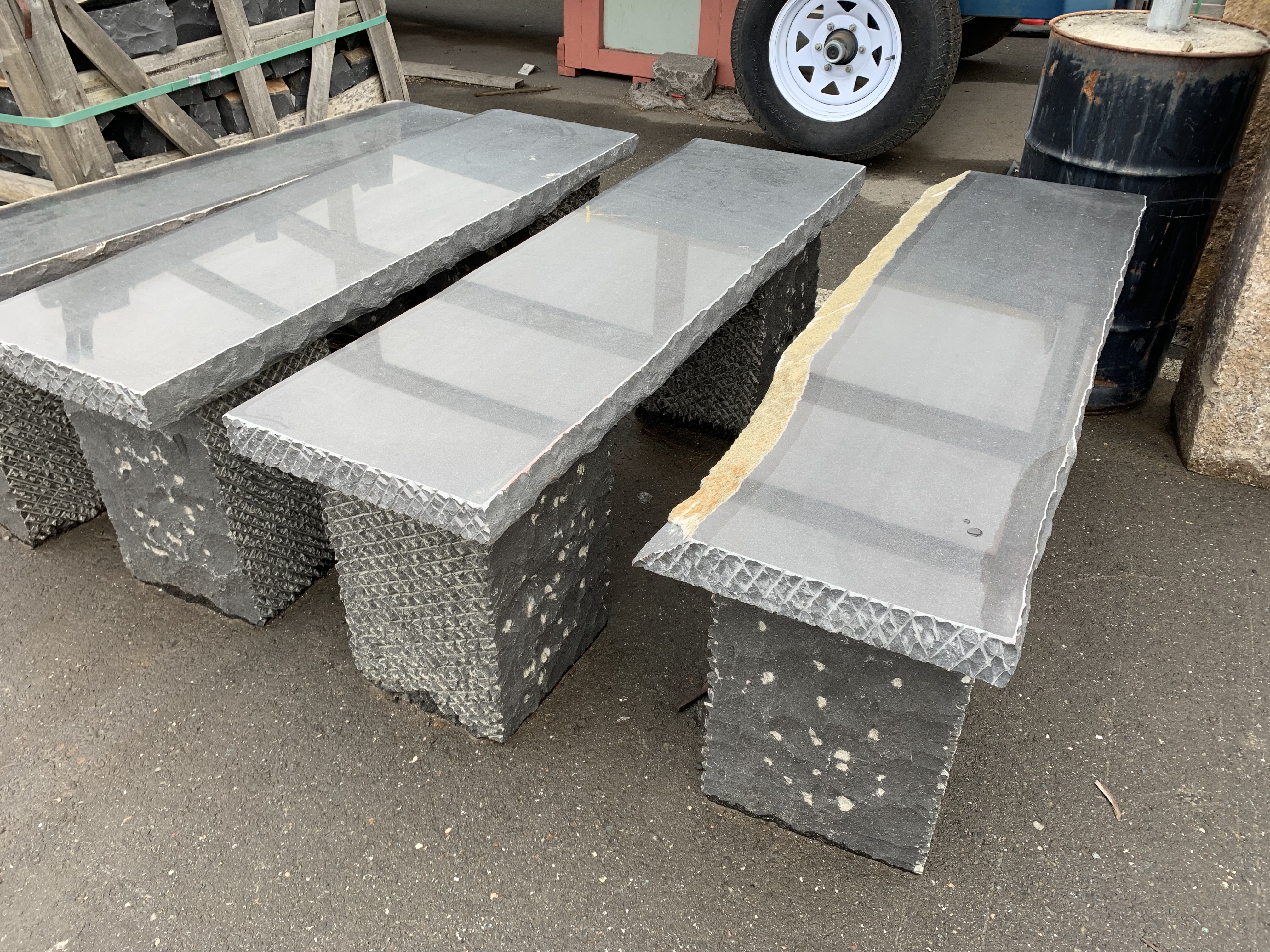 NATURAL BASALT BENCH WITH SPECIAL CARVING (LIMITED AVAILABILITY)
