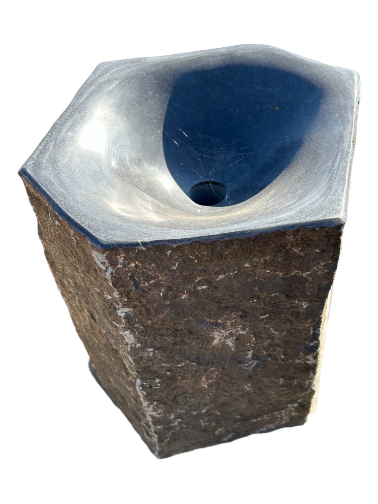 DRILLED SMALL BASALT BIRDBATH POLISHED BOWL (LIMITED AVAILABILITY)