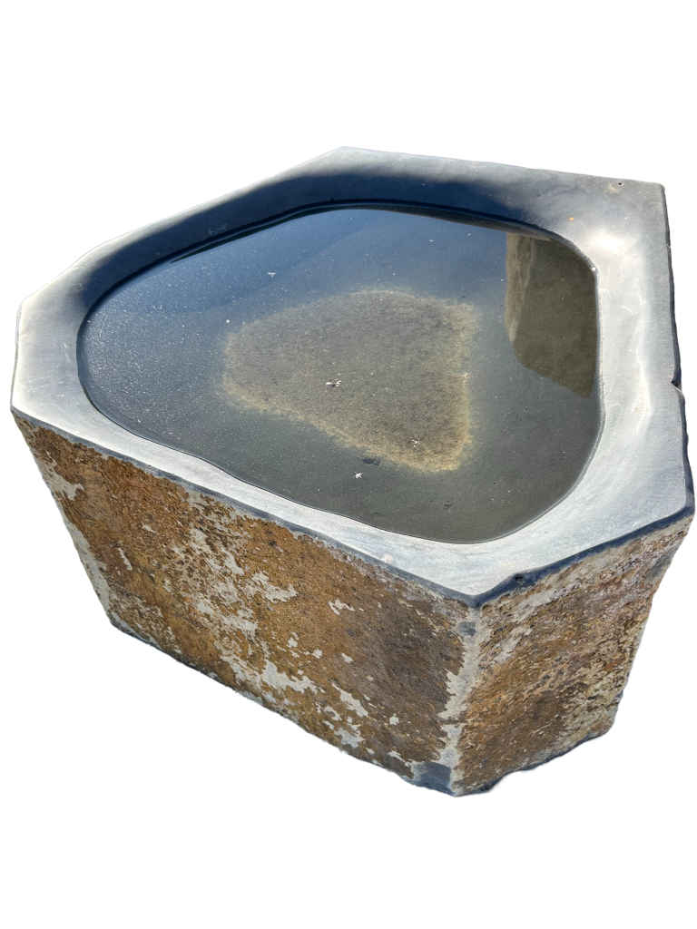 BASALT BIRDBATH POLISHED BOWL